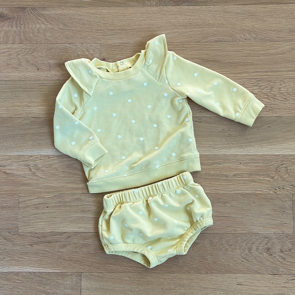 Cat & Jack Sweatshirt Bloomer Set Yellow Polkadot